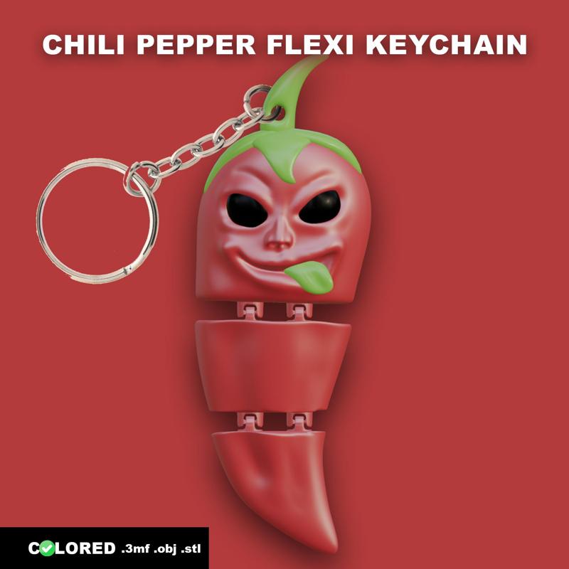 Chili Pepper Flexi Keychain – Articulated & Color 3D Printable