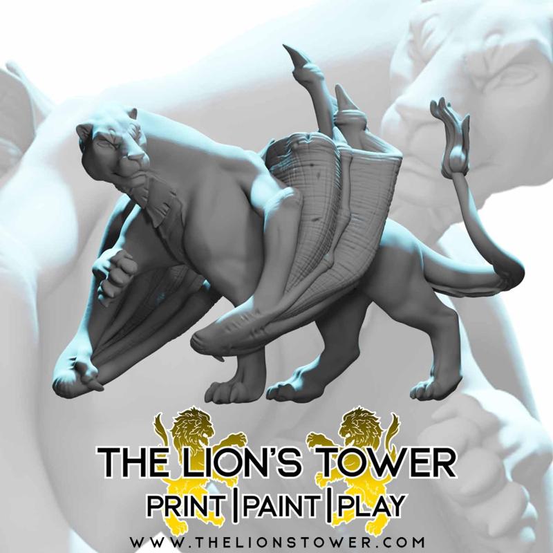 Liondrake Female 2 - large sized 32mm scale miniature