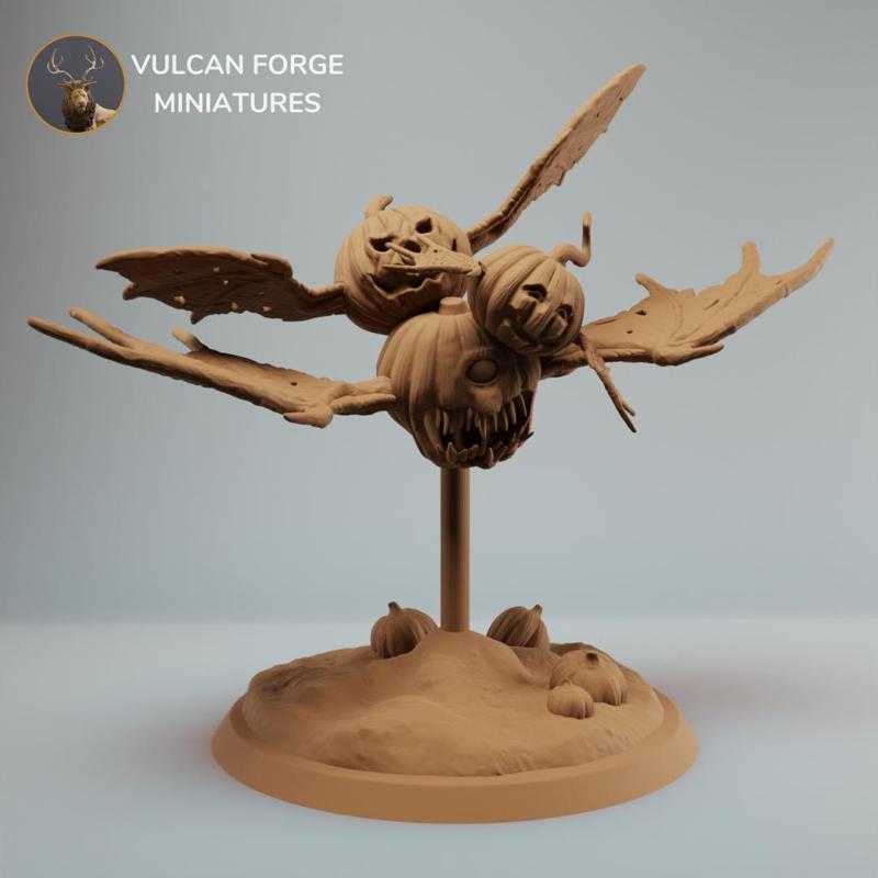 Scary Flying Pumpkins with wings horror miniature - pre supported