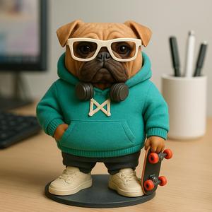 Bulldog Streetwear Figurine – 3D Printable Model (with Base)