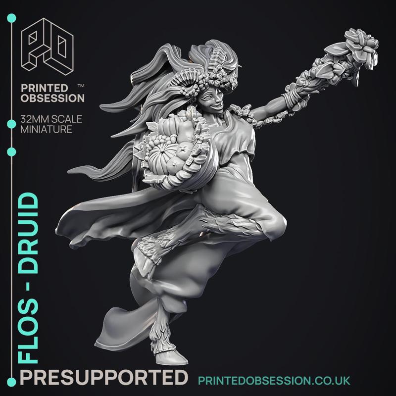 Flos - Pan Druid - Godly Avatars -  PRESUPPORTED - Illustrated and Stats - 32mm scale