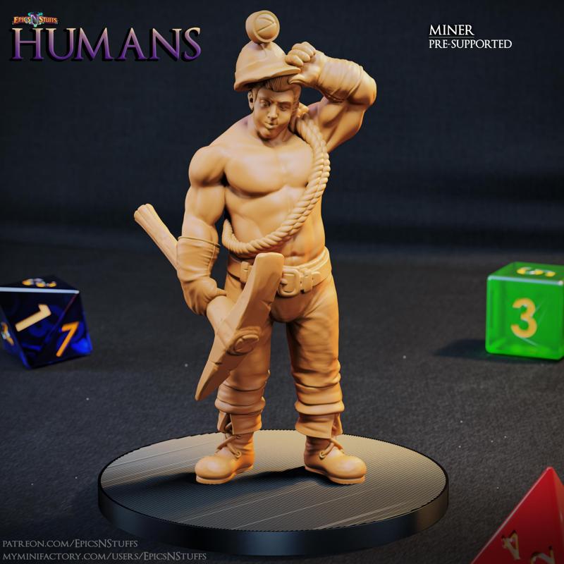 Human Miner Miniature - Pre-Supported