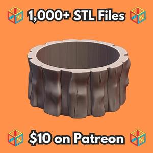 Cat and Dog Wooden Log Food Bowl for Natural Decor MineeForm FDM 3D Print STL File   