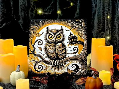 “Haunted Perch” – Layered Owl 2 & Haunted House Hueforge Panel   