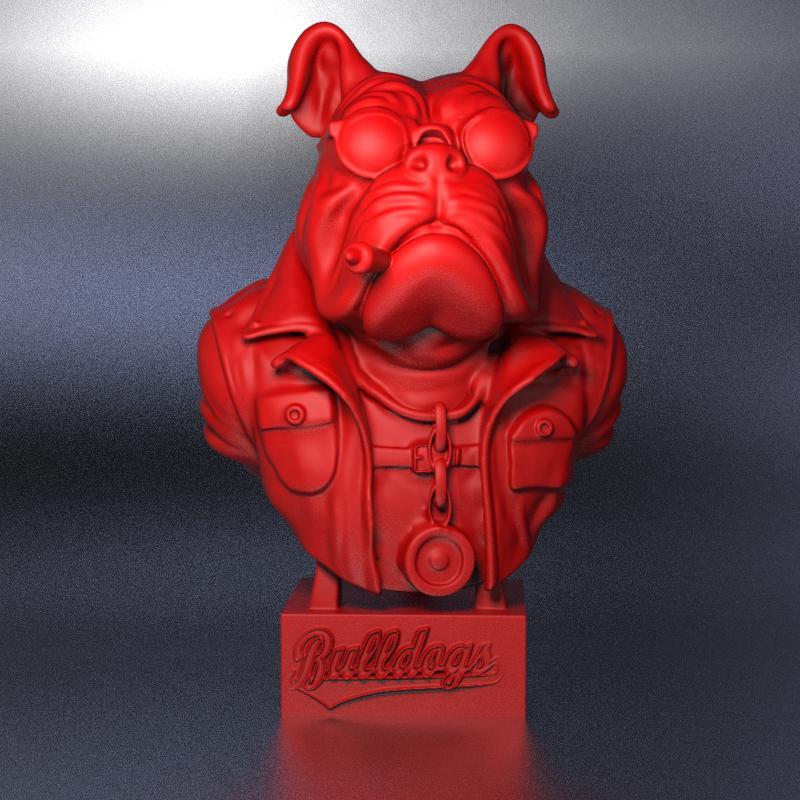 Biker Bulldog Bust - 3D STL Model