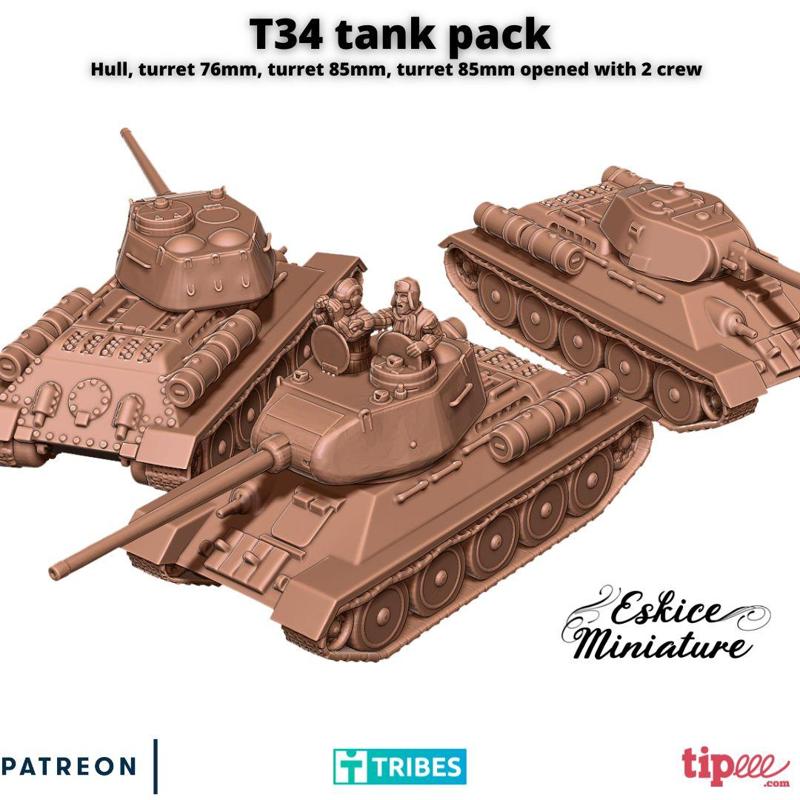 T34 tank pack, 76 and 85mm - 28mm