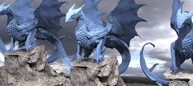 Noble Silver Dragon Lord Sculpture