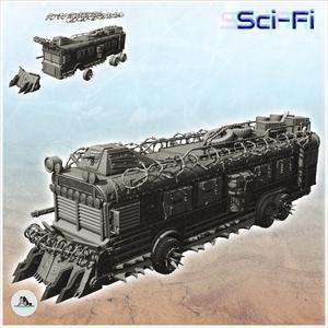 Post-apo school bus with barbed wire and armour (9) - Future Sci-Fi SF Post apocalyptic Tabletop Scifi