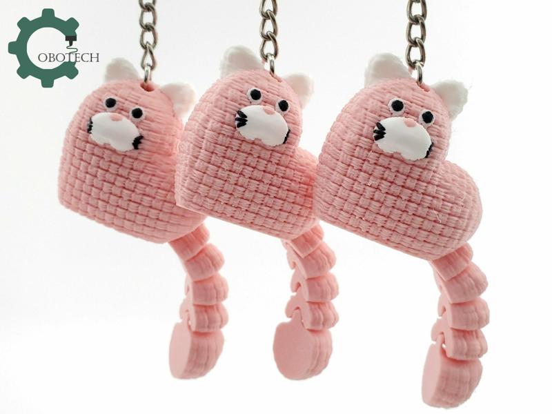 Valentine Crochet Heart Cat Keychain by Cobotech, Articulated Toys, Desk Decor, Cute Keychain, Valentine&#39;s Day Gift