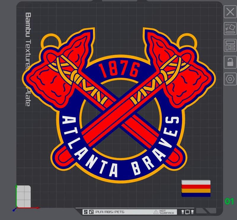 Atlanta Braves Crossed Tomahawks Oversized Necklace Logo   