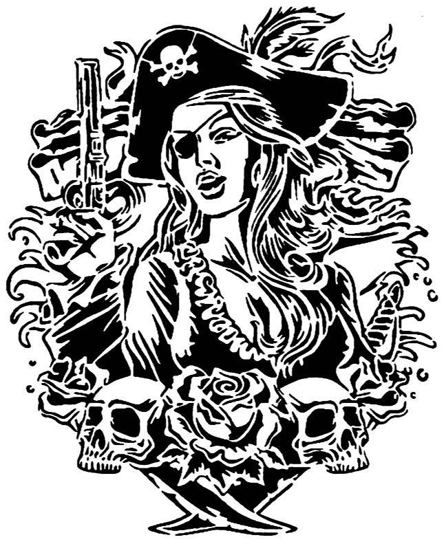 Pirate girl stencil 5
