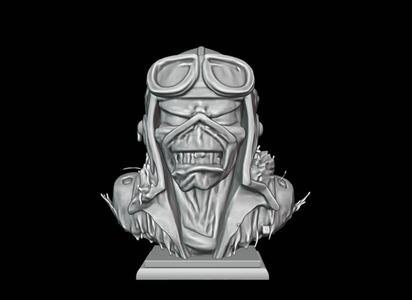 Pilot Skull I168 Gift Bust Figure Unique & Detailed 3D Print Model