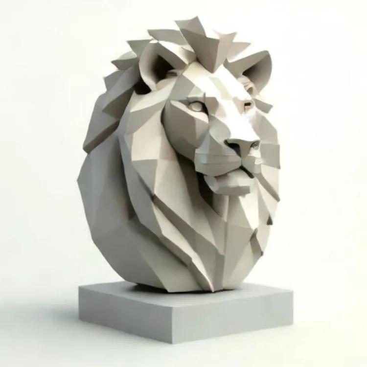 Lowpoly Lion Statue   