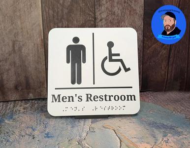 Men's Restroom / Bathroom / Toilet Sign Braille *Updated*   
