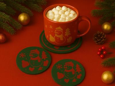 Christmas Coasters with Snowman Motif