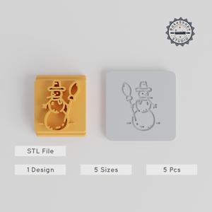 Snowman Stamp Tile Set, 20-40mm Motif Sizes, Ideal for Winter Crafts, Clay, Cookies & Fondant PRODUCT_3925