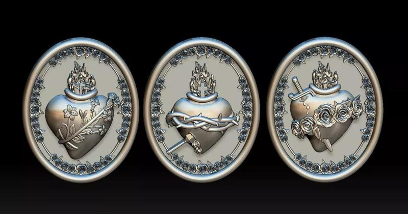 Three sacred hearts 3D print model 3D Model Collection