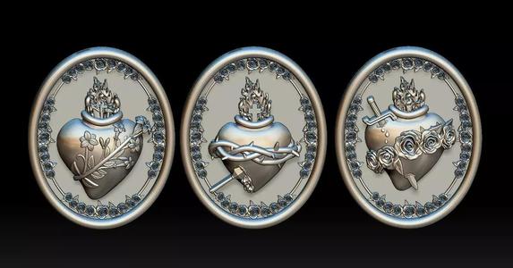 Three sacred hearts 3D print model 3D Model Collection