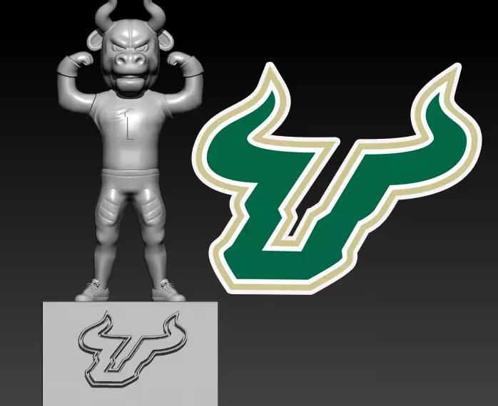 NCAA - SOUTH FLORIDA BULLS FOOTBALL MASCOT STATUE DESTOP