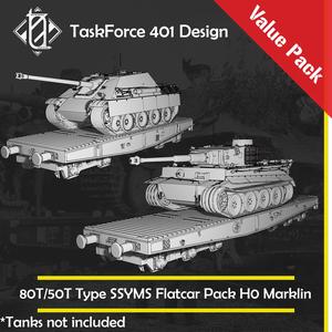 80T/50T TYPE SSYMS FLATCAR H0 WAGON PACK FOR MÄRKLIN (TANK NOT INCLUDED)