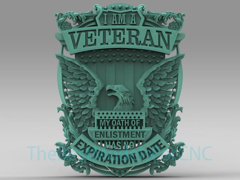 3D Model STL File for CNC Router Laser & 3D Printer Veterans Shield