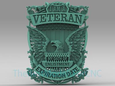 3D Model STL File for CNC Router Laser & 3D Printer Veterans Shield