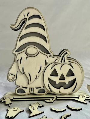 Laser Cut File Halloween gnome with pumpkin