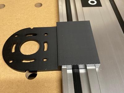 Orzito track saw sled with DeWalt router face