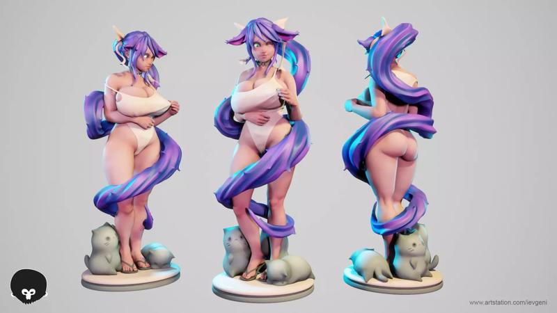 3D SWIMSUIT ANIME GIRL STATUE SEXY PLUS SIZE CAT