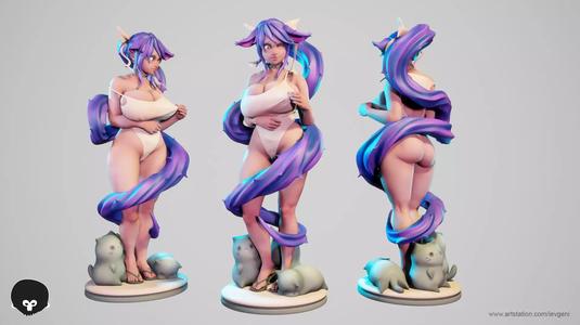 3D SWIMSUIT ANIME GIRL STATUE SEXY PLUS SIZE CAT