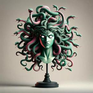 945Color 3D Model of a Beautiful Gorgon with Snake Hair