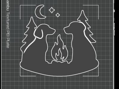 Dogs at Campfire Silhouette