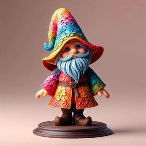 1042Fairy Tale Gnome Color Full Body Figurine on Base