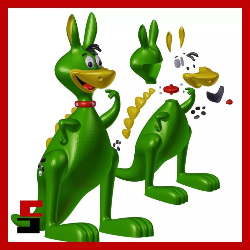 Hoppy the Marvel Bunny with separated pieces cut split