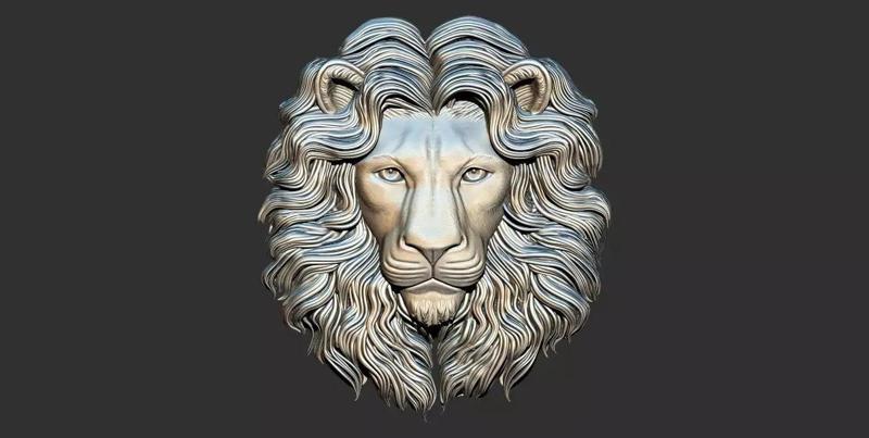 3D Lion Head Relief Printable Model cnc