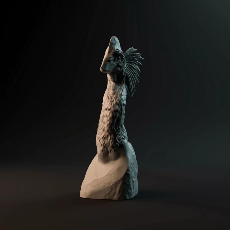 Anzu bust - pre-supported dinosaur head