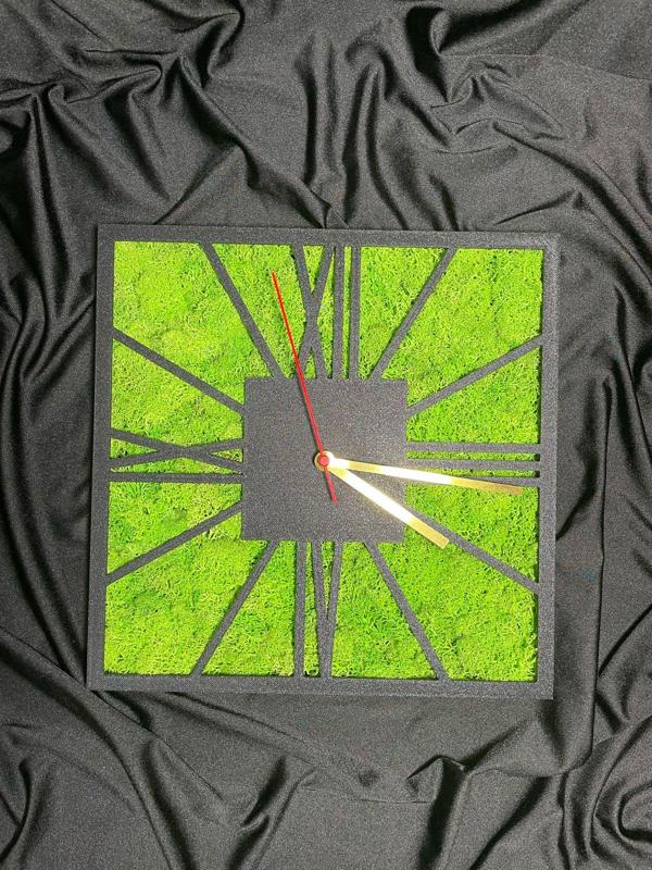 wall-mounted watch with stabilized moss