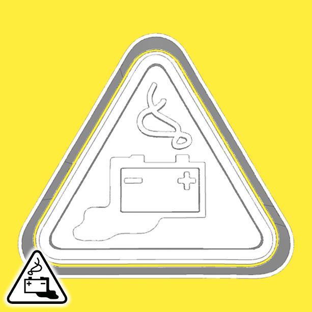 Warning sign cookie cutters - battery charging
