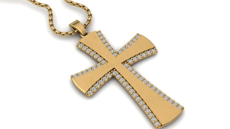 Print Ready STL 3DM Cross Necklace Classic Diamond Pendant