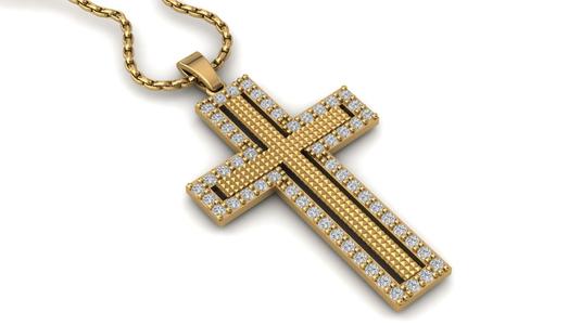 Print Ready STL 3DM Cross Necklace Classic Diamond Pendant