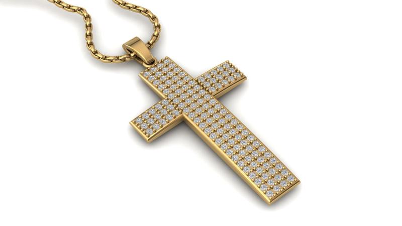 Print Ready STL 3DM Cross Necklace Classic Diamond Pendant