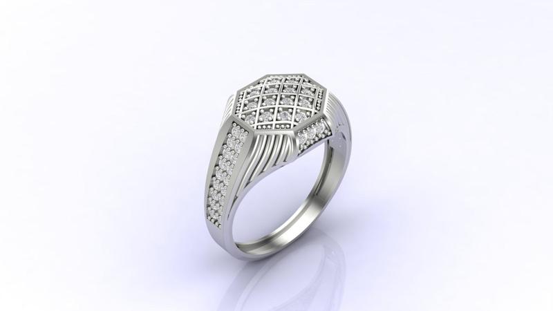 Gents Ring Print Ready STL 3DM Gents Rings Diamond Men Ring 3D print model
