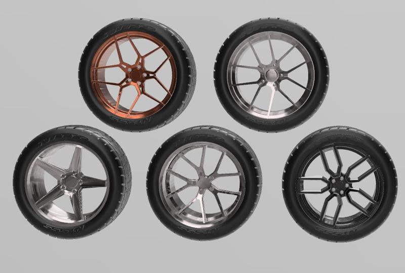PACK OF 05 20'' WHEELS AND 6 TIRES FOR SCALE AUTOS AND DIORAMAS!