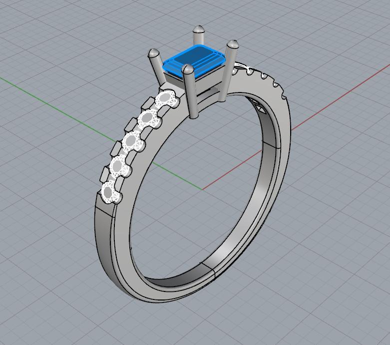 Octagon center ring + brilliant cut stone surround