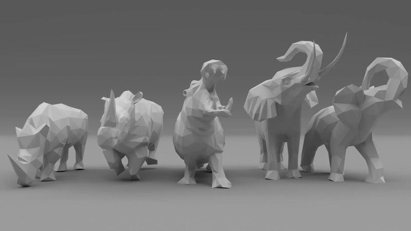 Low Poly - Triangulated Stylized animals pack 3D print