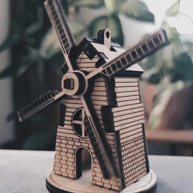 Mini Decorative Windmill – Laser Cut Wooden Ornament