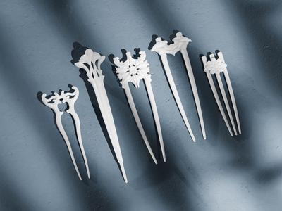 Fantasy Hair Pin Models, One Piece Hair Stick, Hair Accessories, 3d Print Resin Hair Sticks, 3d STL Digital File, Hair Rolling Pin