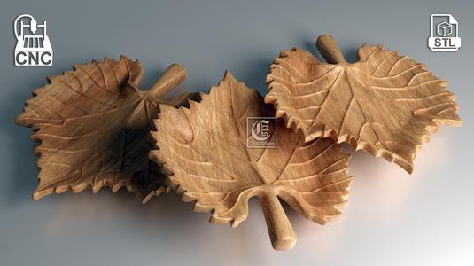 Vine Leaf Shaped Tray - 3D STL Model designed for Aspire Vcarve Carveco Artcam