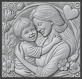 Embracing Love: Mother and Child Art, Bas-Relief, 3d Print, CNC Stl Model