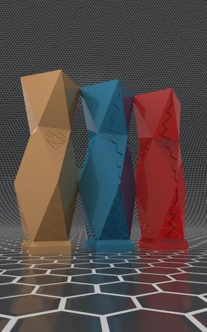 "Fractured Heart - Polygon Vase with Nature's Rift."